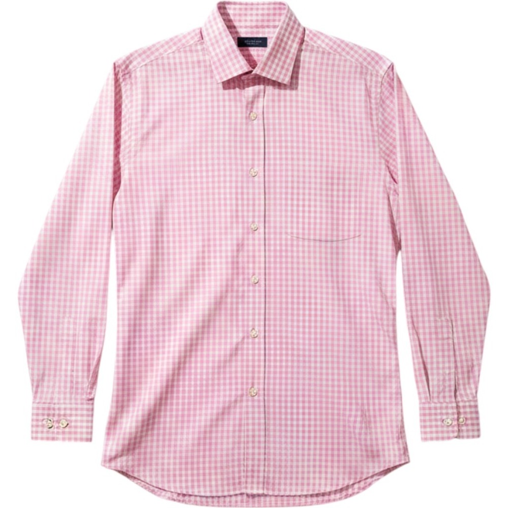 Peter Millar Mens Pink Gingham Check Cotton Long Sleeve Button Down Shirt Large